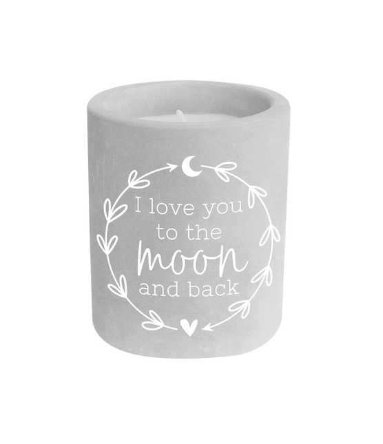 Vela de Cemento Gris Hasta la Luna y Vuelta 8cm