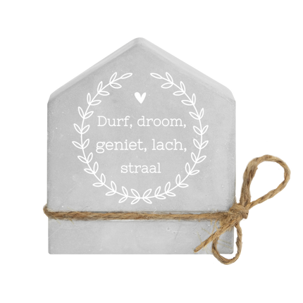 Casa de Cemento Gris Atrévete, Sueña, Disfruta, Ríe, Haz 8cm