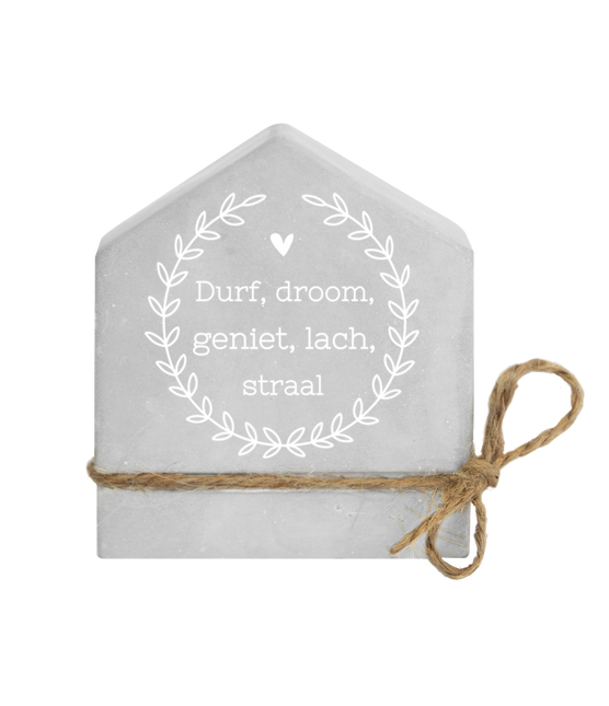 Casa de Cemento Gris Atrévete, Sueña, Disfruta, Ríe, Haz 8cm