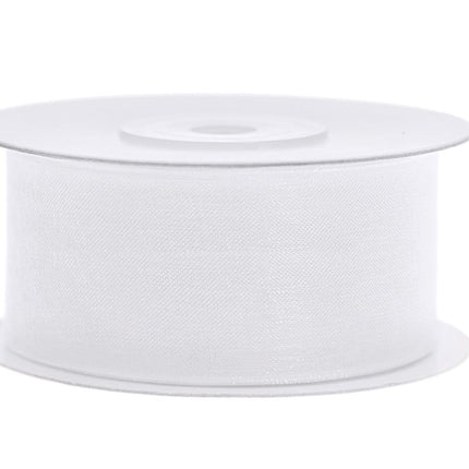 Chiffon Lint Wit 38mm 25m van Partydeco koop je bij Partywinkel