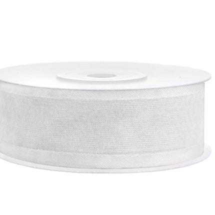 Chiffon Lint Wit met rand 25mm 25m van Partydeco koop je bij Partywinkel