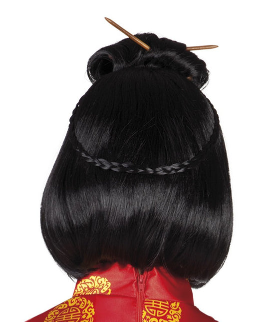 Chinese Pruik Dames met Stokjes van Boland koop je bij Partywinkel