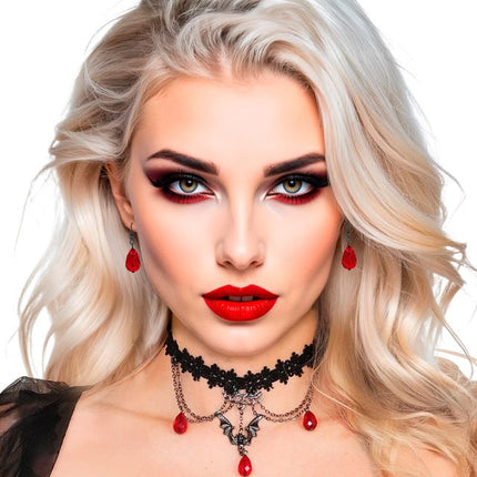 Choker en oorbellen gotisch vampier van Widmann koop je bij Partywinkel