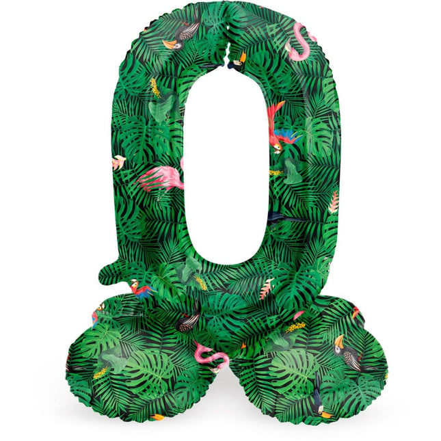 Cijfer Ballon 0 Jaar Jungle Met Standaard Leeg 41cm van Folat koop je bij Partywinkel