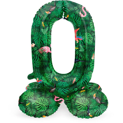 Cijfer Ballon 0 Jaar Jungle Met Standaard Leeg 72cm van Folat koop je bij Partywinkel