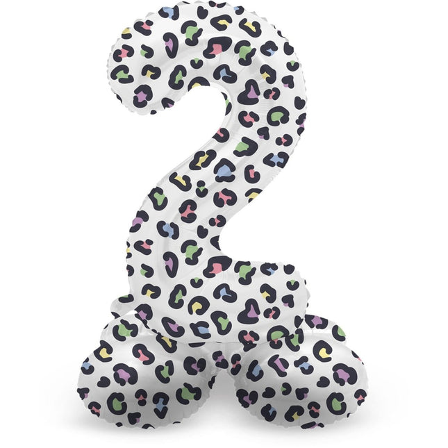 Cijfer Ballon 2 Jaar Panter Met Standaard Leeg 41cm van Folat koop je bij Partywinkel