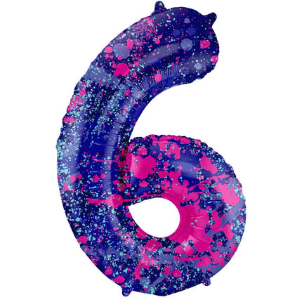 Cijfer Ballon 6 Jaar Spetters Leeg 86cm van Folat koop je bij Partywinkel