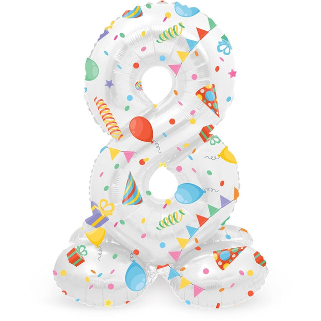 Cijfer Ballon 8 Jaar Feest Met Standaard Leeg 72cm van Folat koop je bij Partywinkel
