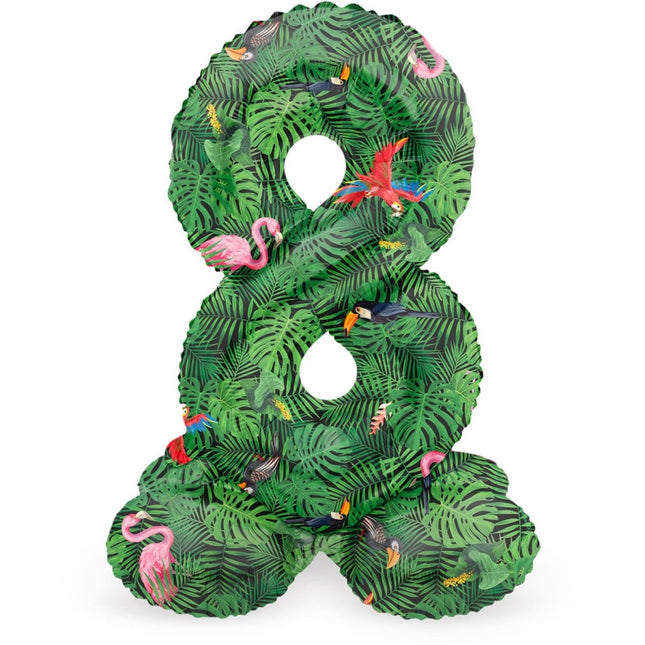 Cijfer Ballon 8 Jaar Jungle Met Standaard Leeg 72cm van Folat koop je bij Partywinkel