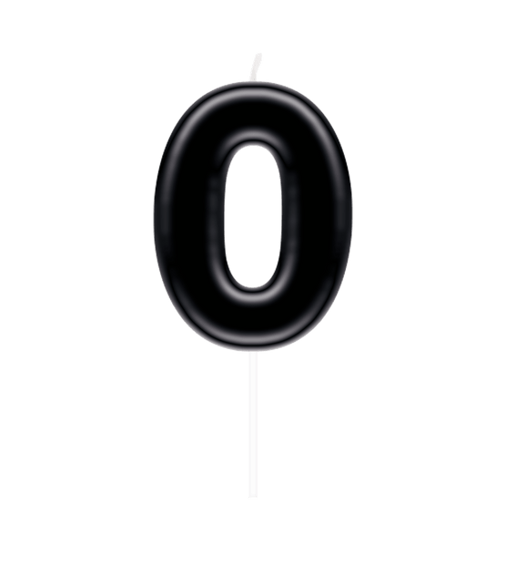 Cijfer Kaars 0 Zwart van Paper Dreams koop je bij Partywinkel