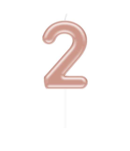 Cijfer Kaars 2 Rose Goud van Paper Dreams koop je bij Partywinkel