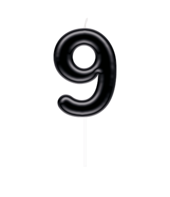 Cijfer Kaars 9 Zwart van Paper Dreams koop je bij Partywinkel