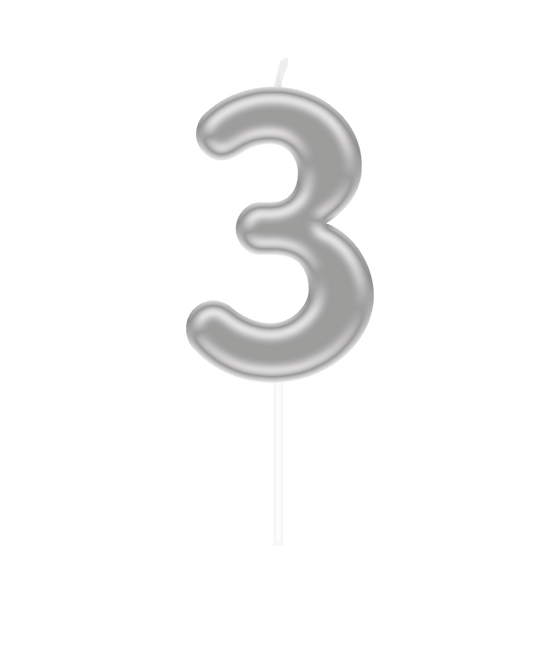 Cijferkaars - 3 Zilver van Paper Dreams koop je bij Partywinkel
