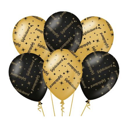 Globos Felicitaciones Negro Oro 30cm 6pcs