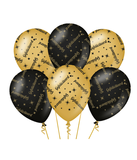 Globos Felicitaciones Negro Oro 30cm 6pcs