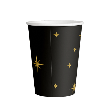 Tazas Feliz Cumpleaños Oro Negro 9cm 8pcs