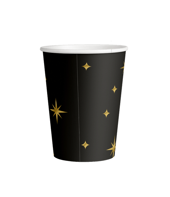 Tazas Feliz Cumpleaños Oro Negro 9cm 8pcs