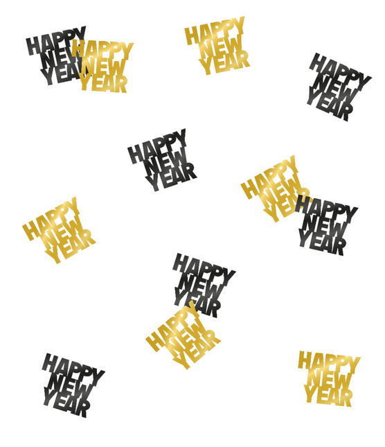 Confeti de Mesa Feliz Año Nuevo Oro Negro 14gr