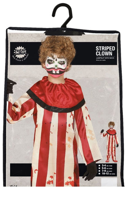Clown Halloween Kostuum Kind gestreept van Fiestas Guirca koop je bij Partywinkel