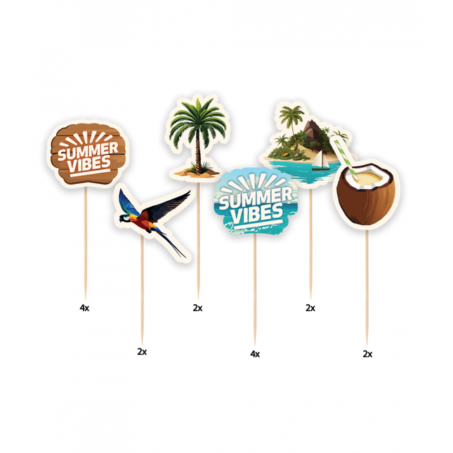 Picos de Cóctel de Colores Summer Vibes 6.5cm 6pcs