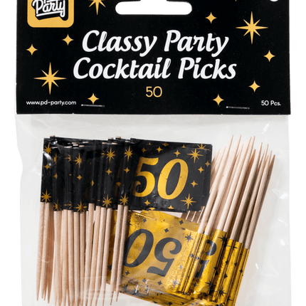 Cocktailprikkers 50 Jaar 6,5cm 50st van Paper Dreams koop je bij Partywinkel