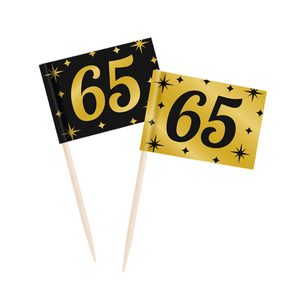 Cocktailprikkers 65 Jaar 6,5cm 50st van Paper Dreams koop je bij Partywinkel
