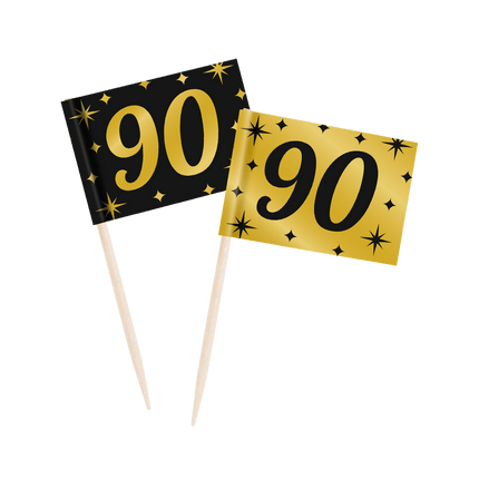 Cocktailprikkers 90 Jaar 6,5cm 50st van Paper Dreams koop je bij Partywinkel