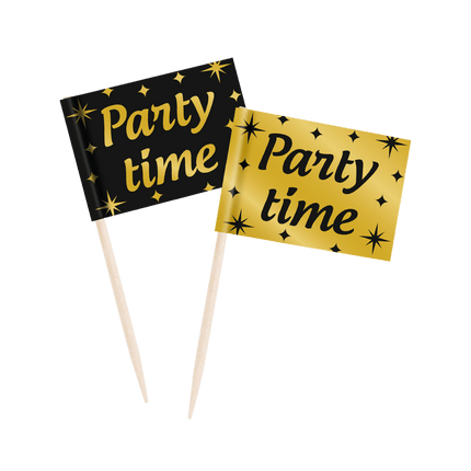 Cocktailprikkers Party Time 6,5cm 50st van Paper Dreams koop je bij Partywinkel