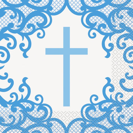 Communie Servetten Blauw 16st van Unique koop je bij Partywinkel