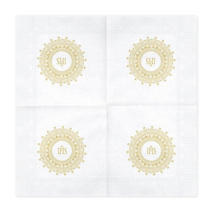 Communie Servetten Goud 33cm 20st van Partydeco koop je bij Partywinkel