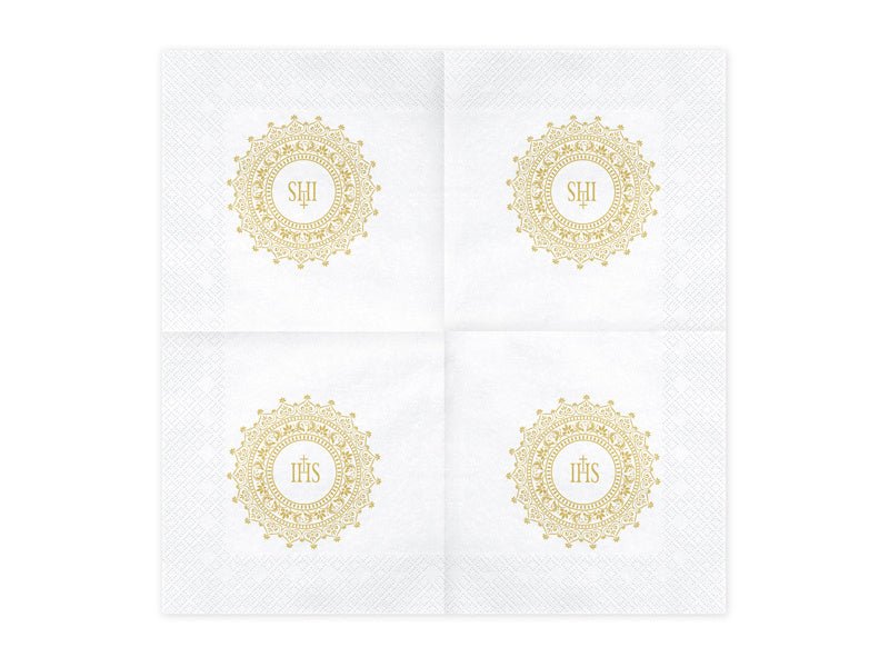 Communie Servetten Goud 33cm 20st van Partydeco koop je bij Partywinkel