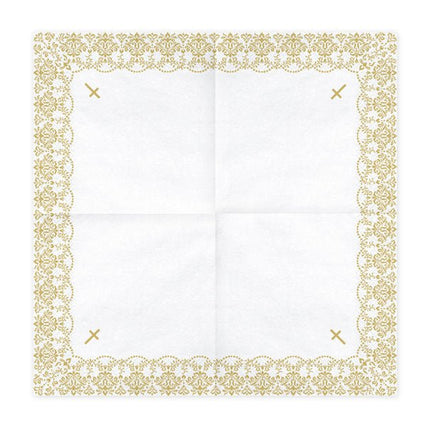Communie Servetten Kruis Goud 33cm 20st van Partydeco koop je bij Partywinkel