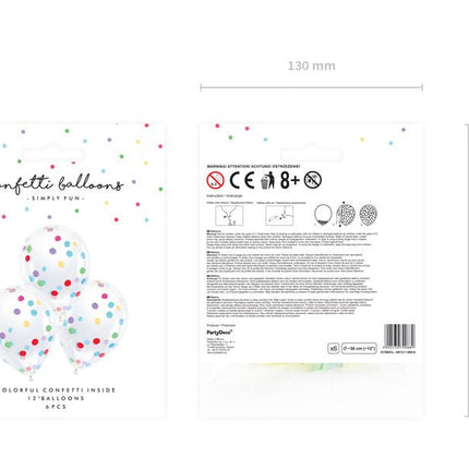 Confetti Ballonnen 30cm 6st van Partydeco koop je bij Partywinkel