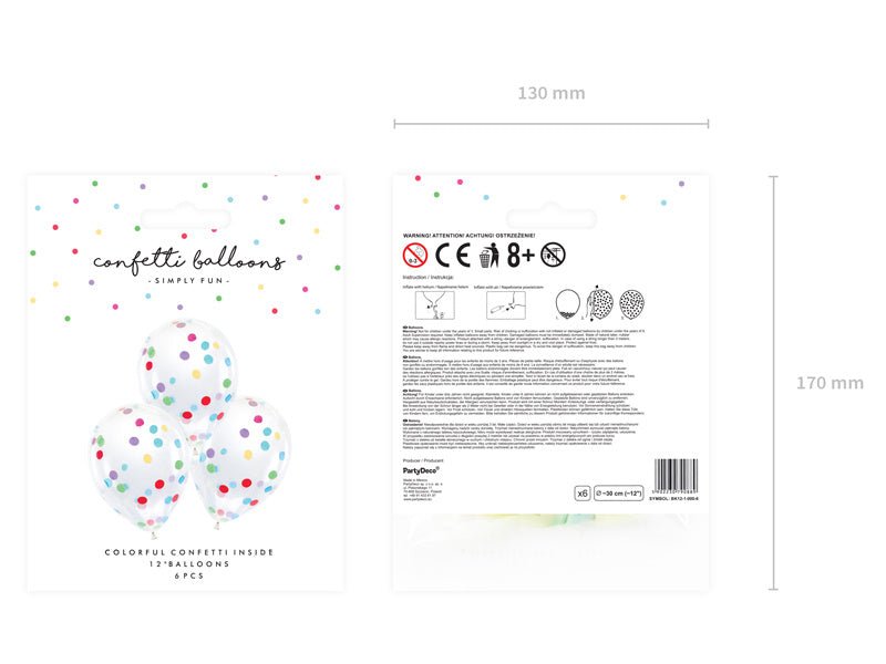 Confetti Ballonnen 30cm 6st van Partydeco koop je bij Partywinkel