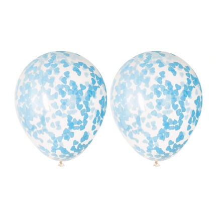 Confetti Ballonnen Blauw Hart 40cm 5st van Unique koop je bij Partywinkel
