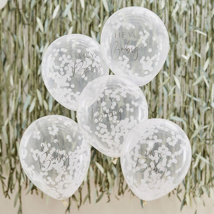 Confetti Ballonnen Hey Baby 30cm 5st van Ginger Ray koop je bij Partywinkel