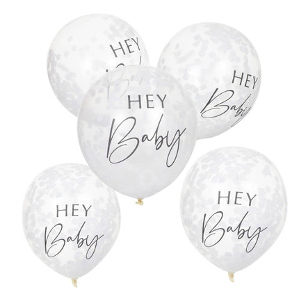 Confetti Ballonnen Hey Baby 30cm 5st van Ginger Ray koop je bij Partywinkel
