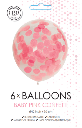 Confetti Ballonnen Lichtroze 30cm 6st van WeFiesta koop je bij Partywinkel