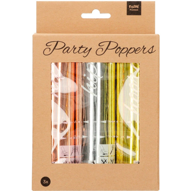 Confetti Kanonnen Set Metallic 15cm 3st van Folat koop je bij Partywinkel