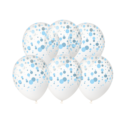 Globos azules con lunares, 30 cm, 6 unidades
