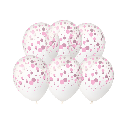 Globos rosa claro con lunares, 30 cm, 6 unidades
