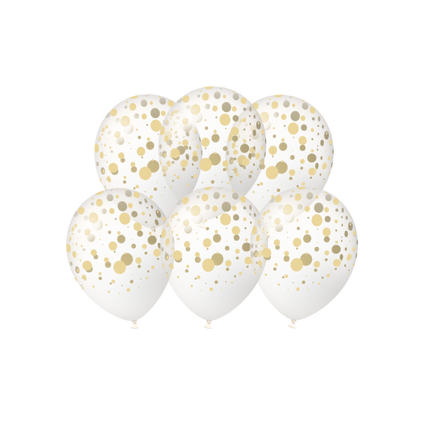 Globos dorados con lunares, 30 cm, 6 unidades