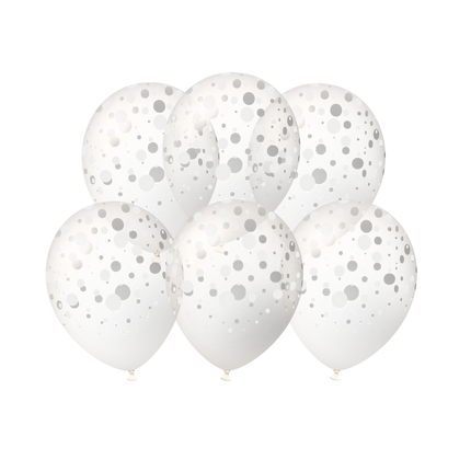 Globos plateados con lunares, 30 cm, 6 unidades