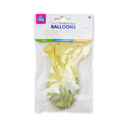 Globos plateados con lunares, 30 cm, 6 unidades