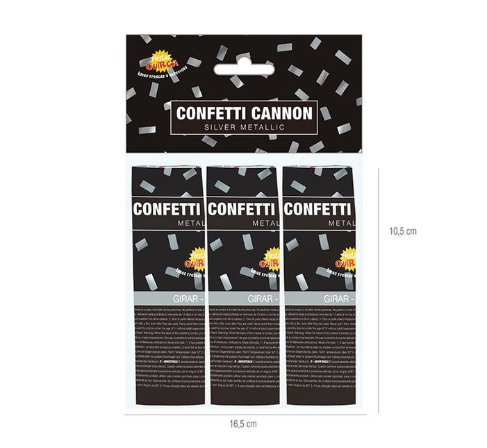 Conffeti Kanon Zilver 10,5cm 3st van Fiestas Guirca koop je bij Partywinkel