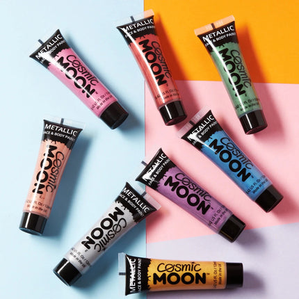 Cosmic Moon Metallic Face Paint Blue 12ml van Moon Creations koop je bij Partywinkel
