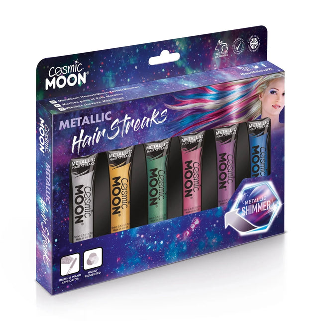 Cosmic Moon Metallic Hair Streaks Pink 15ml van Moon Creations koop je bij Partywinkel
