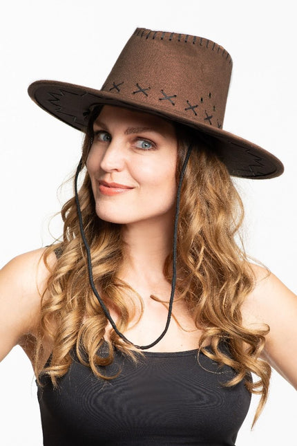Cowboy Hoed Donkerbruin van Partychimp koop je bij Partywinkel