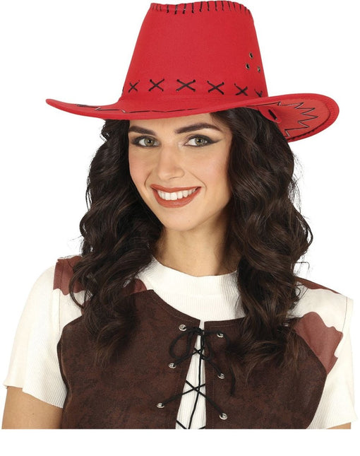 Cowboy Hoed Rood - Partywinkel - 8434077230282
