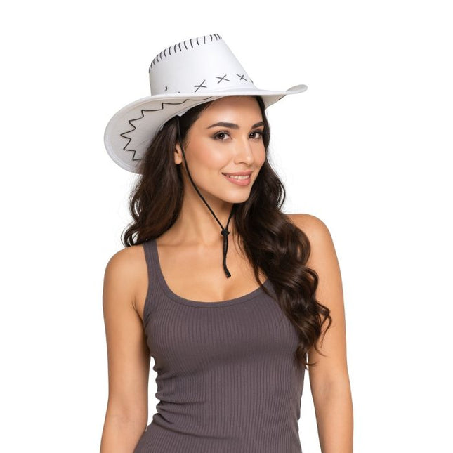 Cowboy Hoed Wit Luxe van Partychimp koop je bij Partywinkel